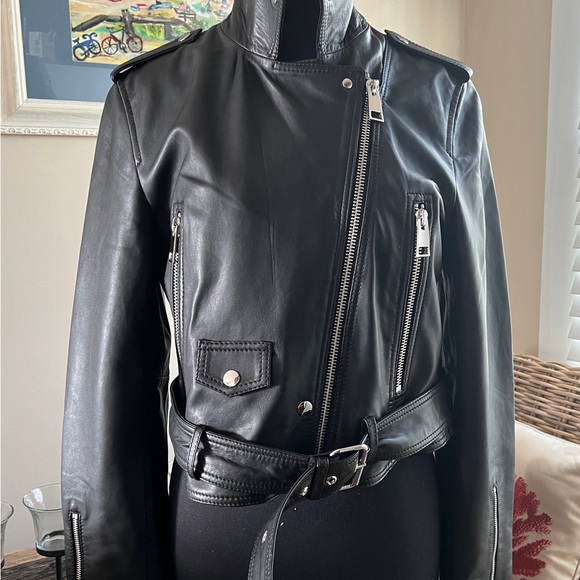 Women’s Luxe LTH JKT Handmade Best Seller Black Leather Biker Jacket (Large) - Picture 15 of 15